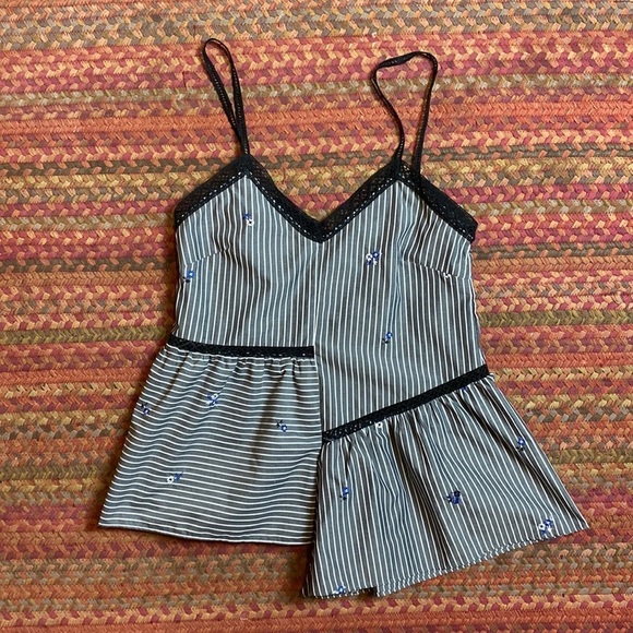 C.A.S CLOTH AND STEEL PARALLEL STRIPE ASYMMETRICAL BLOUSE CAMI WESTERN - Picture 1 of 5